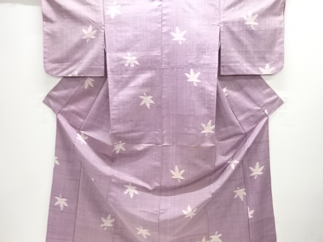 JAPANESE KIMONO / ANTIQUE HITOE KIMONO / SILK / TSUMUGI / WOVEN MAPLE